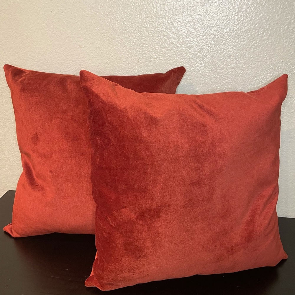 Rust Velvet Throw Pillows (Set of 2)